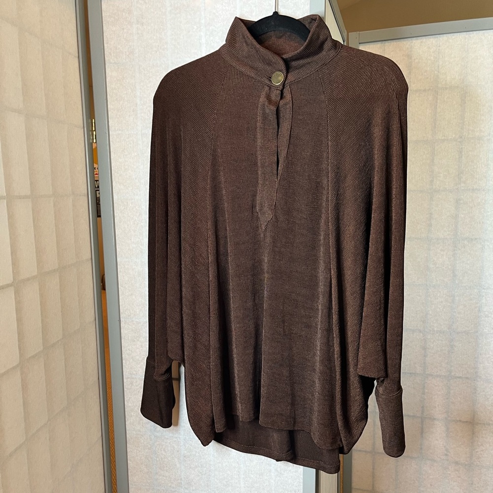 Zara brown oversized top in βslinkyβ material